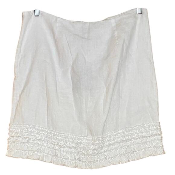 NWT Tommy Bahama Two Palms Ruffle Skirt White 100% Linen, Lined Size 12 - Picture 2 of 5